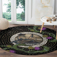 Personalised Loch Ness Monster Scotland Round Carpet Nessie Bagpipe Scottish Thistle Celtic Knot