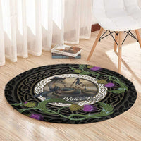 Personalised Loch Ness Monster Scotland Round Carpet Nessie Bagpipe Scottish Thistle Celtic Knot
