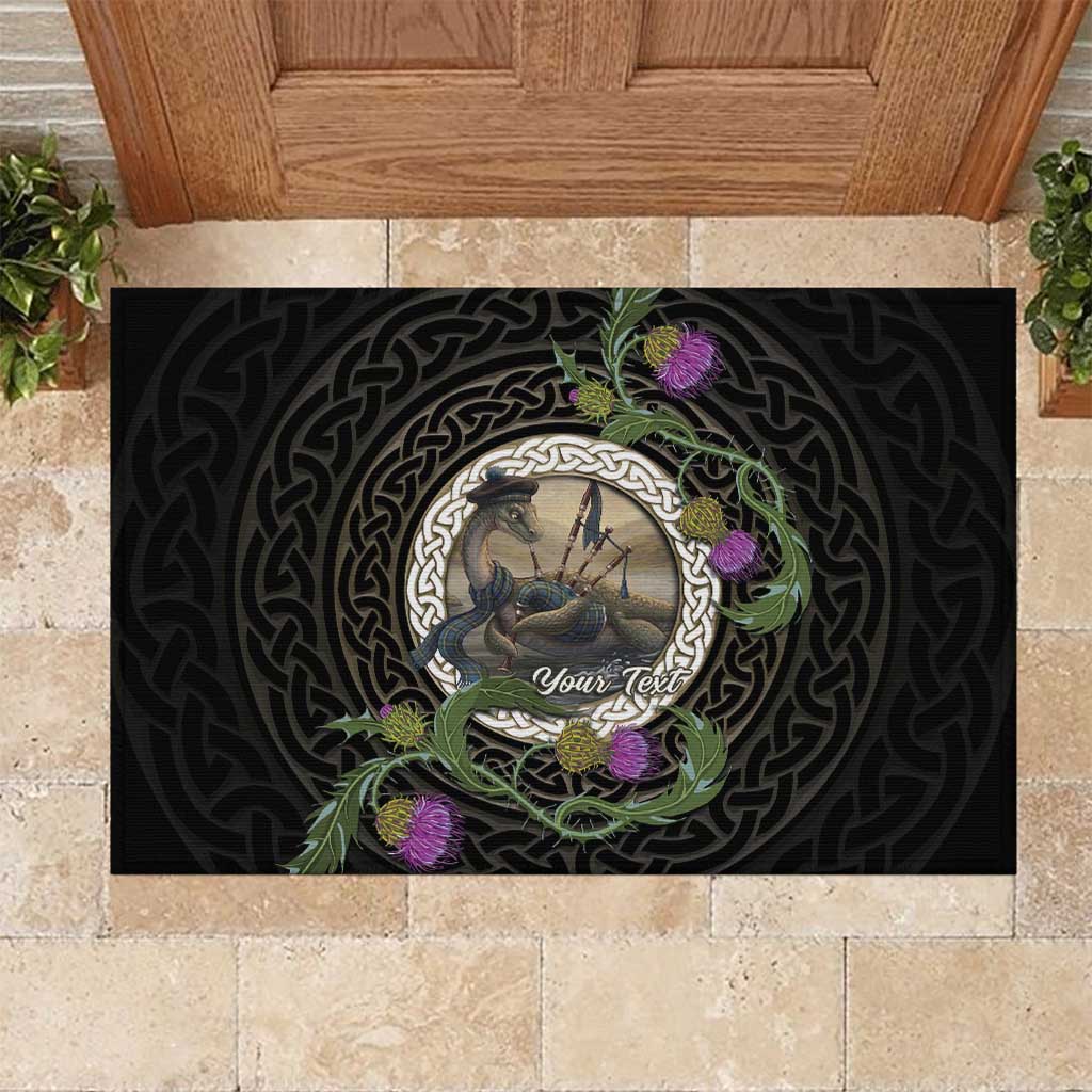 Personalised Loch Ness Monster Scotland Rubber Doormat Nessie Bagpipe Scottish Thistle Celtic Knot