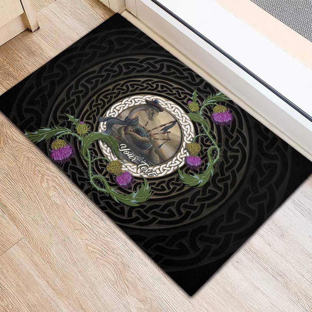 Personalised Loch Ness Monster Scotland Rubber Doormat Nessie Bagpipe Scottish Thistle Celtic Knot