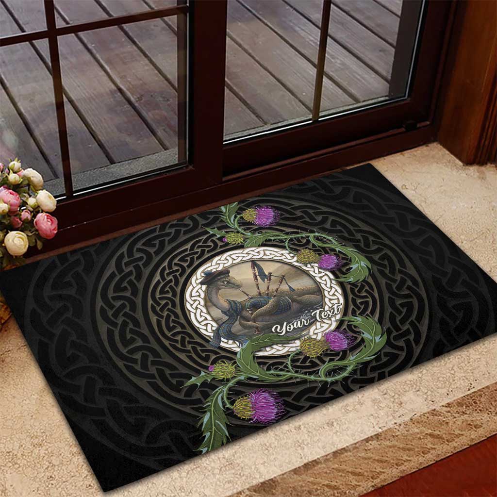 Personalised Loch Ness Monster Scotland Rubber Doormat Nessie Bagpipe Scottish Thistle Celtic Knot