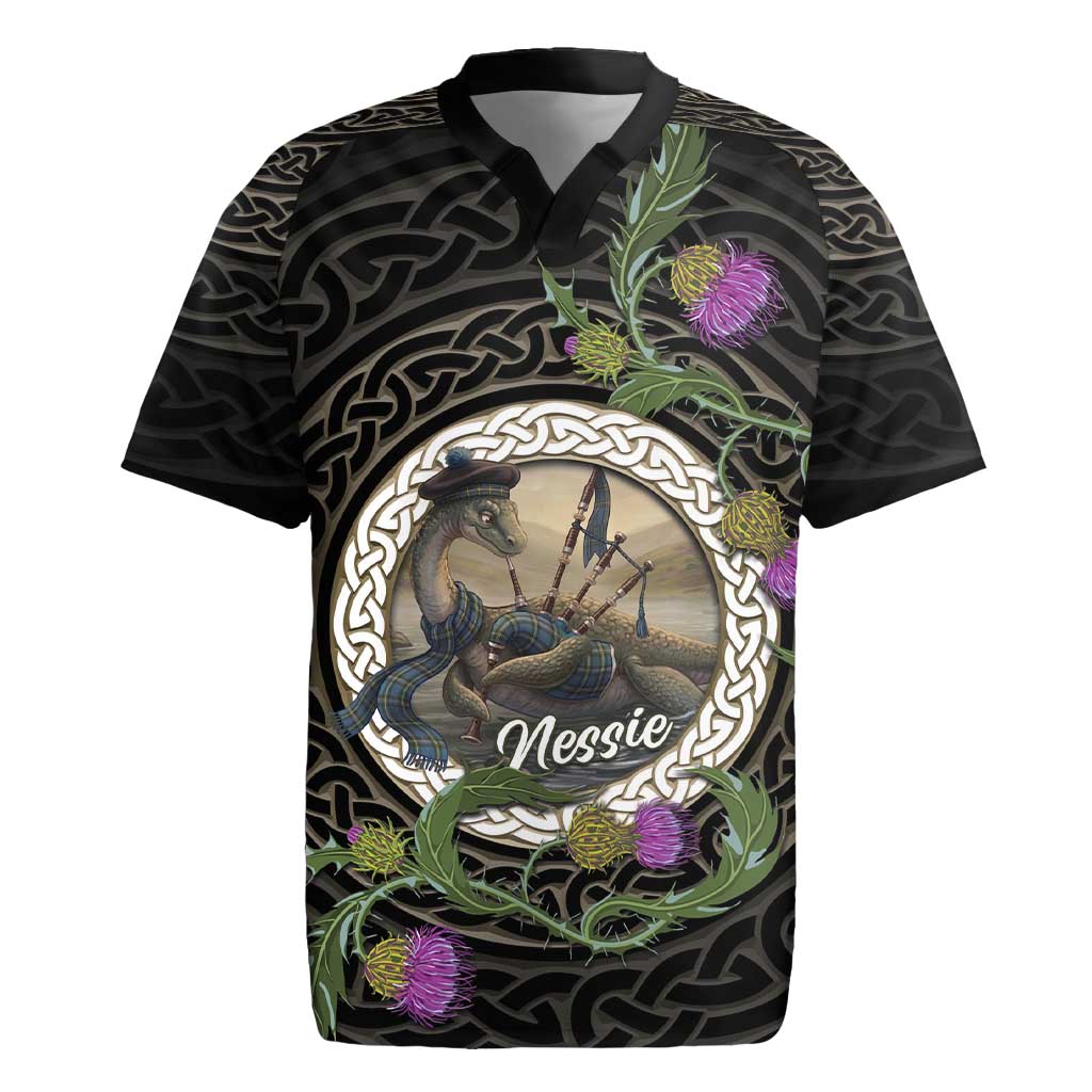 Personalised Loch Ness Monster Scotland Rugby Jersey Nessie Bagpipe Scottish Thistle Celtic Knot