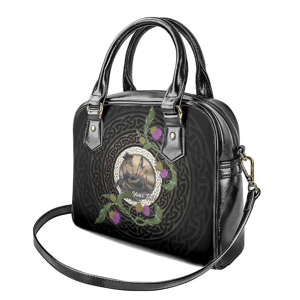 Personalised Loch Ness Monster Scotland Shoulder Handbag Nessie Bagpipe Scottish Thistle Celtic Knot