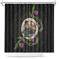 Personalised Loch Ness Monster Scotland Shower Curtain Nessie Bagpipe Scottish Thistle Celtic Knot