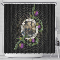 Personalised Loch Ness Monster Scotland Shower Curtain Nessie Bagpipe Scottish Thistle Celtic Knot