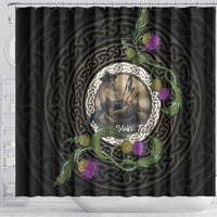 Personalised Loch Ness Monster Scotland Shower Curtain Nessie Bagpipe Scottish Thistle Celtic Knot