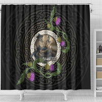 Personalised Loch Ness Monster Scotland Shower Curtain Nessie Bagpipe Scottish Thistle Celtic Knot