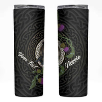 Personalised Loch Ness Monster Scotland Skinny Tumbler Nessie Bagpipe Scottish Thistle Celtic Knot