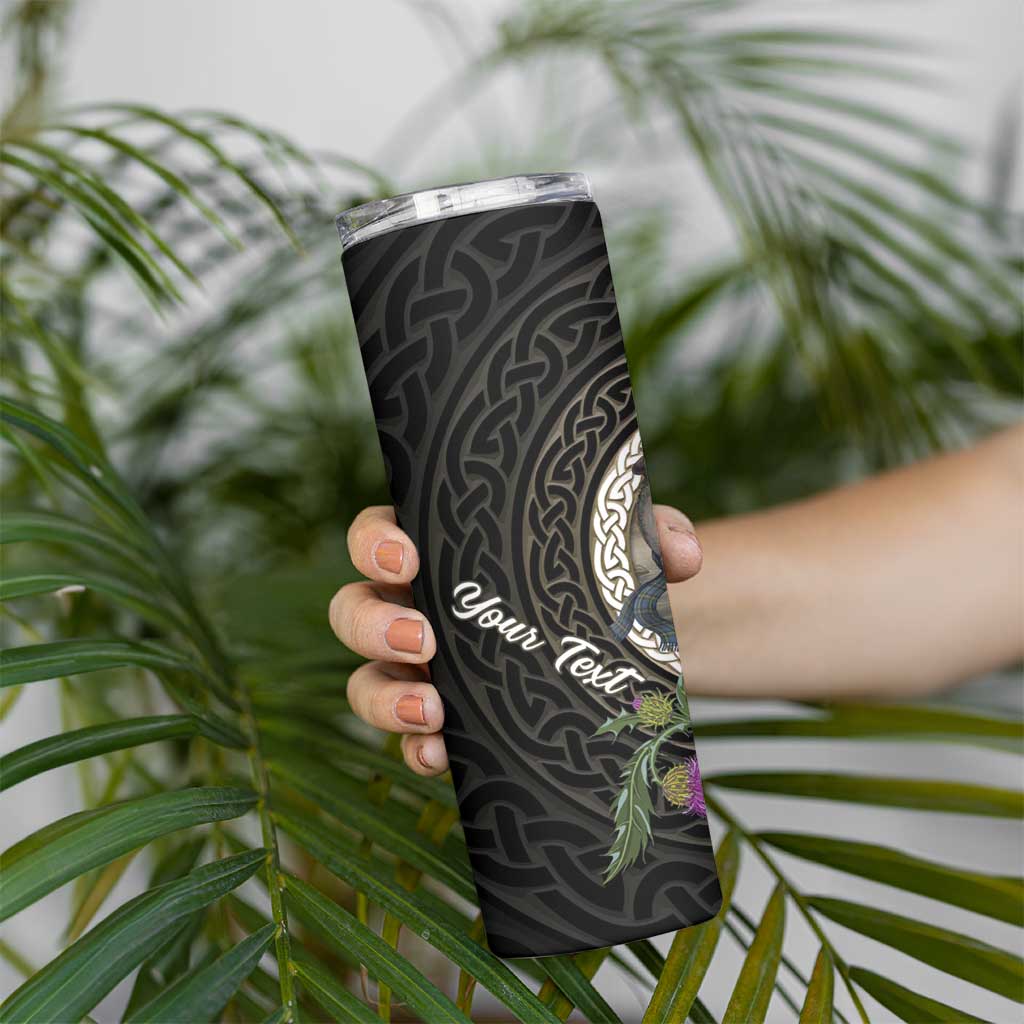 Personalised Loch Ness Monster Scotland Skinny Tumbler Nessie Bagpipe Scottish Thistle Celtic Knot