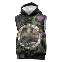Personalised Loch Ness Monster Scotland Sleeveless Hoodie Nessie Bagpipe Scottish Thistle Celtic Knot