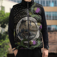 Personalised Loch Ness Monster Scotland Sleeveless Puffer Jacket Nessie Bagpipe Scottish Thistle Celtic Knot