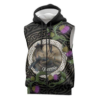 Personalised Loch Ness Monster Scotland Sleeveless Zip Hoodie Nessie Bagpipe Scottish Thistle Celtic Knot