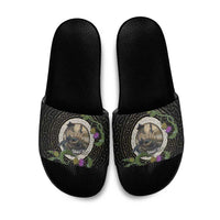 Personalised Loch Ness Monster Scotland Slide Sandals Nessie Bagpipe Scottish Thistle Celtic Knot