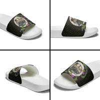 Personalised Loch Ness Monster Scotland Slide Sandals Nessie Bagpipe Scottish Thistle Celtic Knot