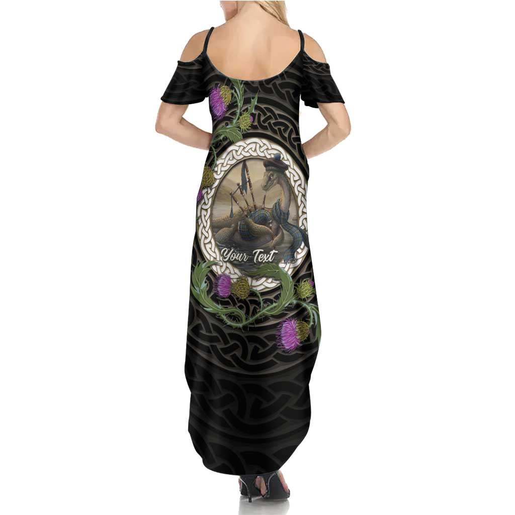 Personalised Loch Ness Monster Scotland Summer Maxi Dress Nessie Bagpipe Scottish Thistle Celtic Knot