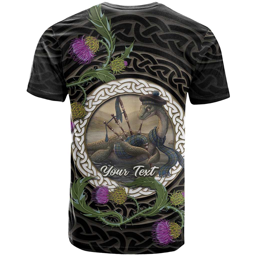 Personalised Loch Ness Monster Scotland T Shirt Nessie Bagpipe Scottish Thistle Celtic Knot