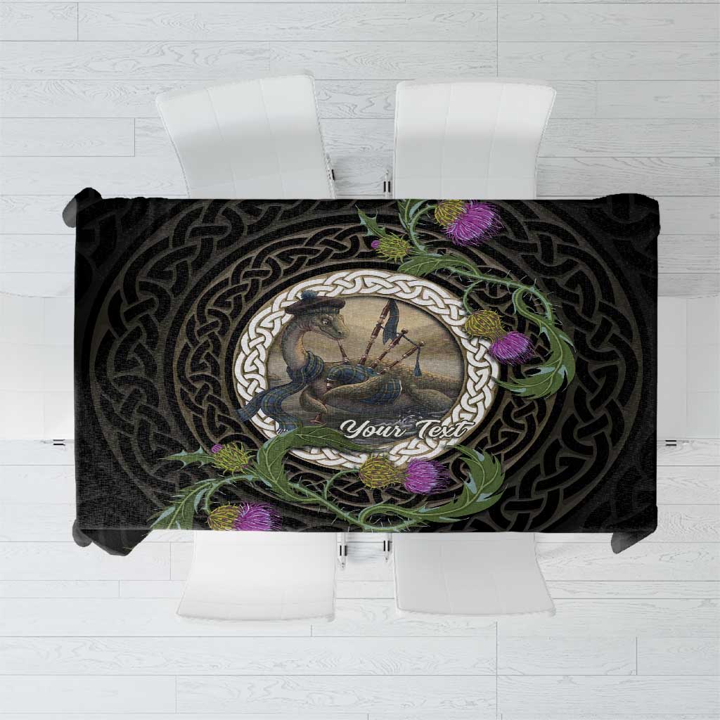 Personalised Loch Ness Monster Scotland Tablecloth Nessie Bagpipe Scottish Thistle Celtic Knot