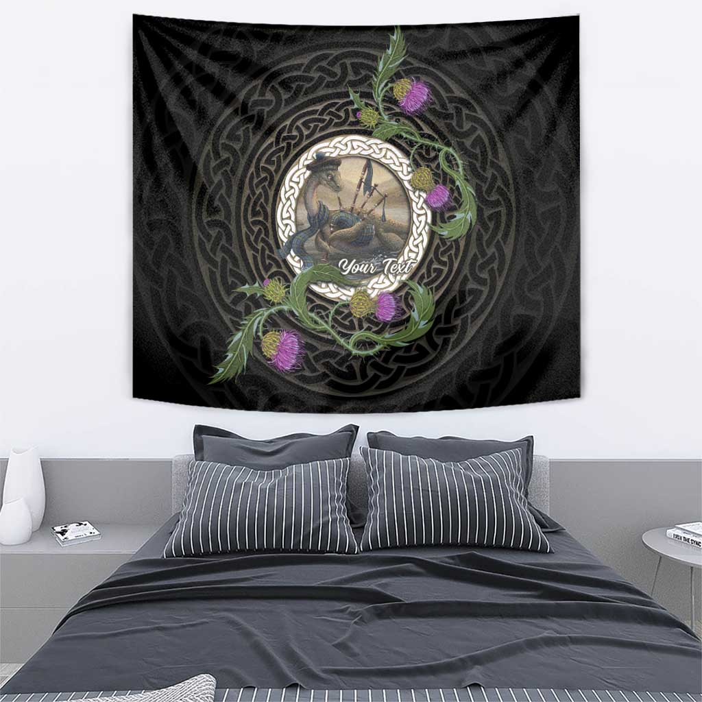Personalised Loch Ness Monster Scotland Tapestry Nessie Bagpipe Scottish Thistle Celtic Knot