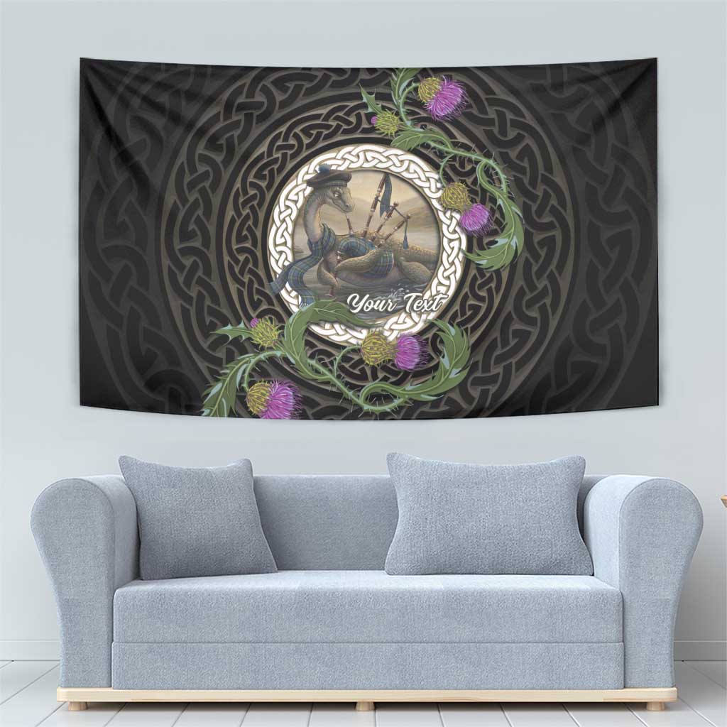 Personalised Loch Ness Monster Scotland Tapestry Nessie Bagpipe Scottish Thistle Celtic Knot