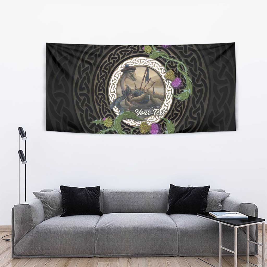 Personalised Loch Ness Monster Scotland Tapestry Nessie Bagpipe Scottish Thistle Celtic Knot