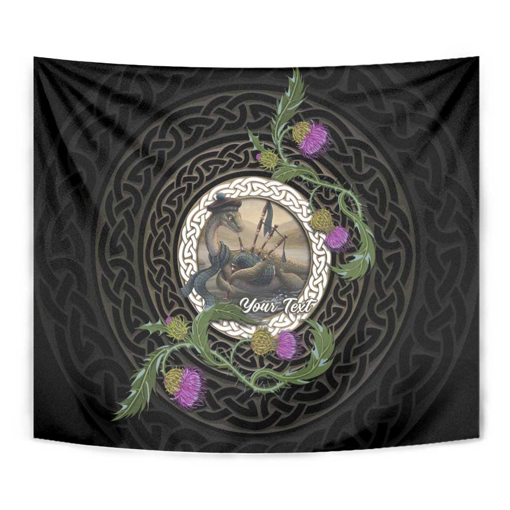Personalised Loch Ness Monster Scotland Tapestry Nessie Bagpipe Scottish Thistle Celtic Knot