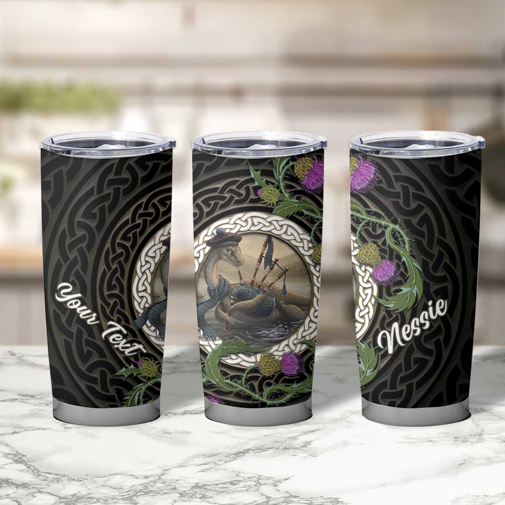 Personalised Loch Ness Monster Scotland Tumbler Cup Nessie Bagpipe Scottish Thistle Celtic Knot
