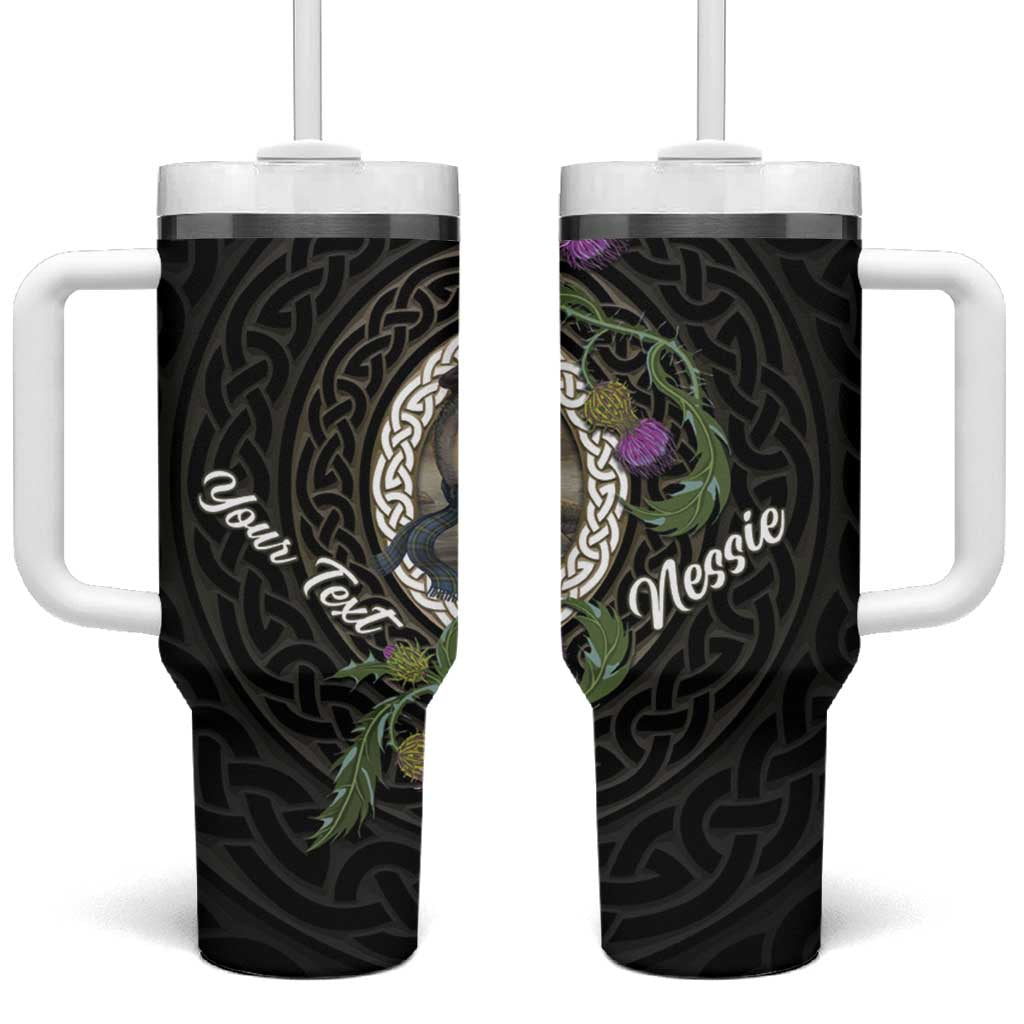 Personalised Loch Ness Monster Scotland Tumbler With Handle Nessie Bagpipe Scottish Thistle Celtic Knot