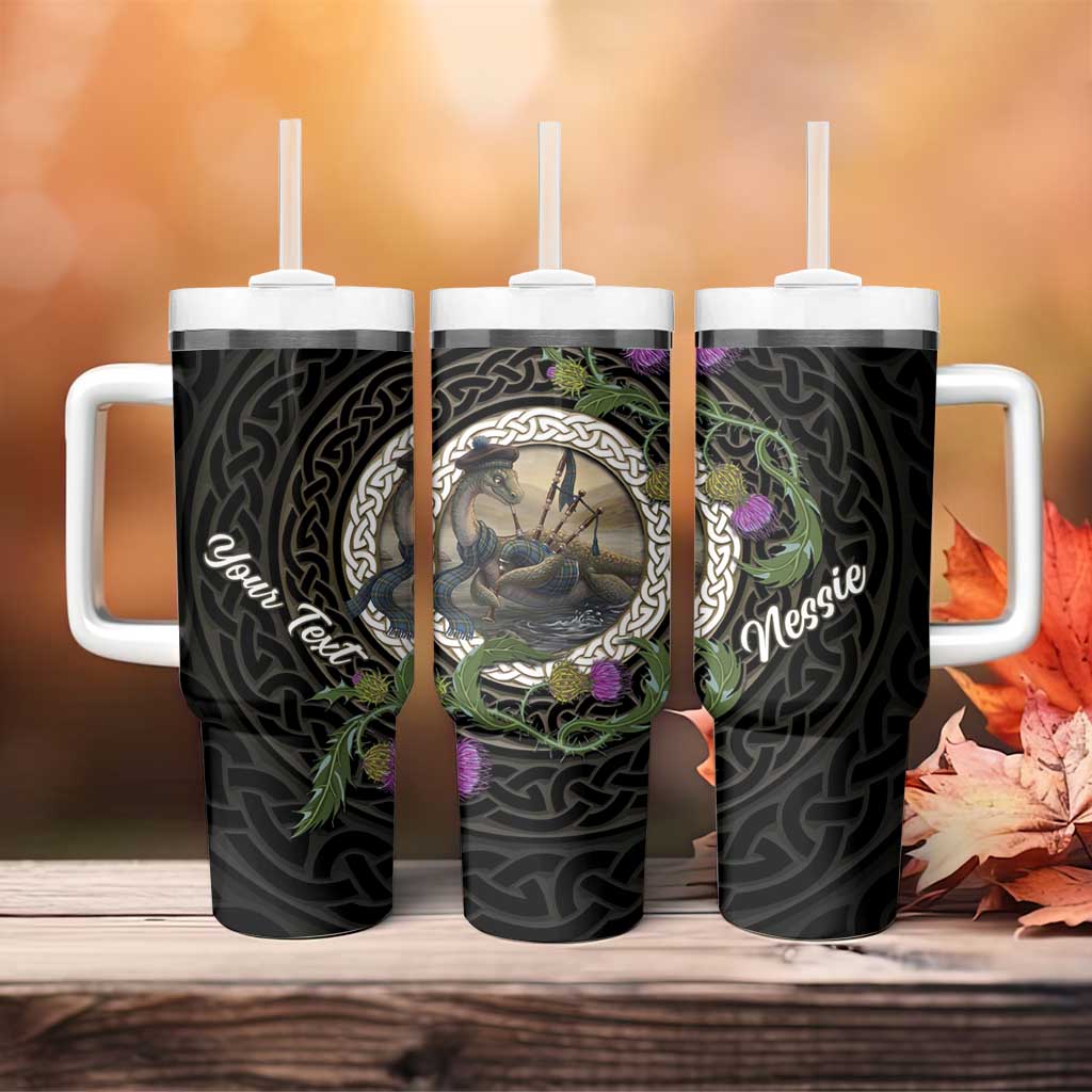 Personalised Loch Ness Monster Scotland Tumbler With Handle Nessie Bagpipe Scottish Thistle Celtic Knot