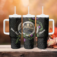 Personalised Loch Ness Monster Scotland Tumbler With Handle Nessie Bagpipe Scottish Thistle Celtic Knot