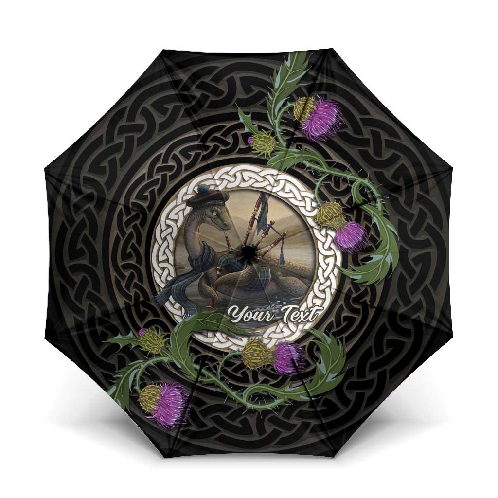 Personalised Loch Ness Monster Scotland Umbrella Nessie Bagpipe Scottish Thistle Celtic Knot