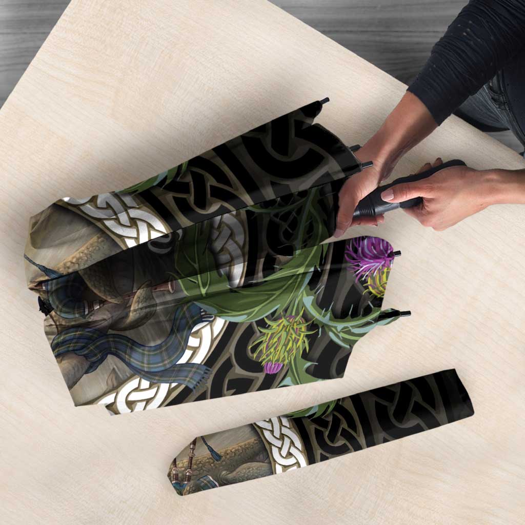 Personalised Loch Ness Monster Scotland Umbrella Nessie Bagpipe Scottish Thistle Celtic Knot