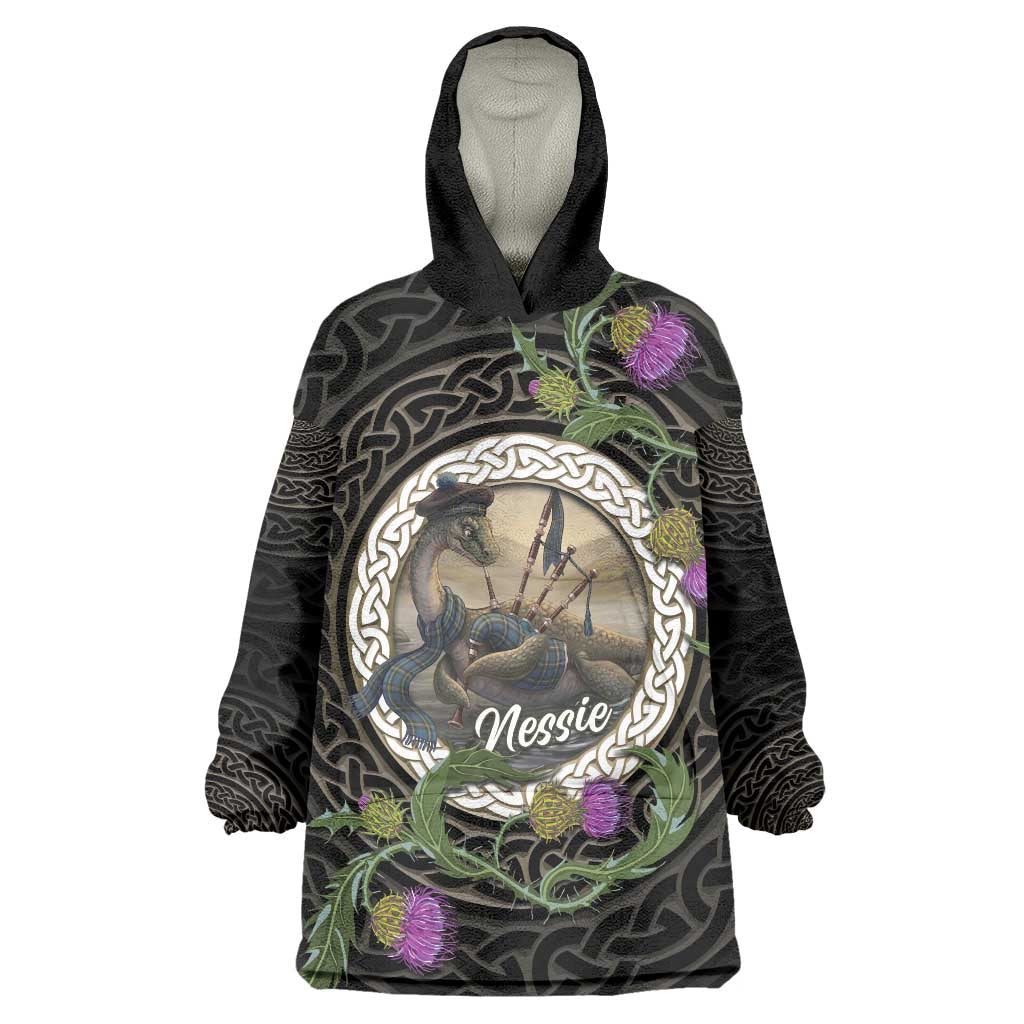 Personalised Loch Ness Monster Scotland Wearable Blanket Hoodie Nessie Bagpipe Scottish Thistle Celtic Knot