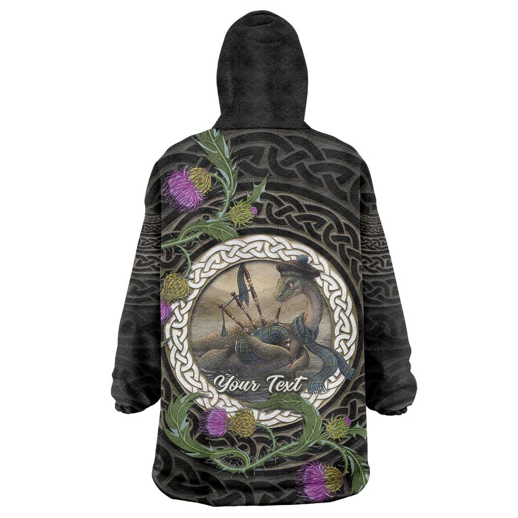 Personalised Loch Ness Monster Scotland Wearable Blanket Hoodie Nessie Bagpipe Scottish Thistle Celtic Knot