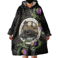 Personalised Loch Ness Monster Scotland Wearable Blanket Hoodie Nessie Bagpipe Scottish Thistle Celtic Knot