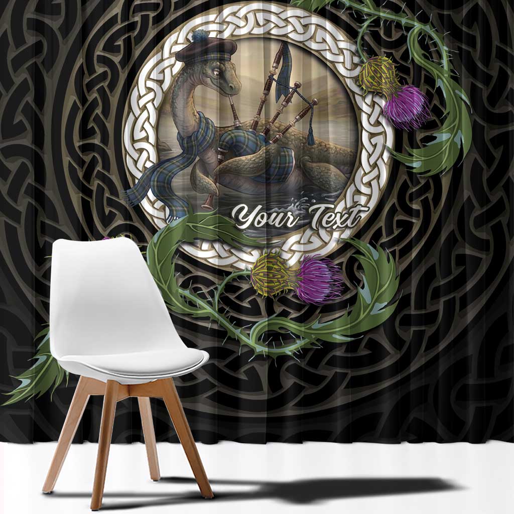 Personalised Loch Ness Monster Scotland Window Curtain Nessie Bagpipe Scottish Thistle Celtic Knot