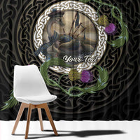 Personalised Loch Ness Monster Scotland Window Curtain Nessie Bagpipe Scottish Thistle Celtic Knot