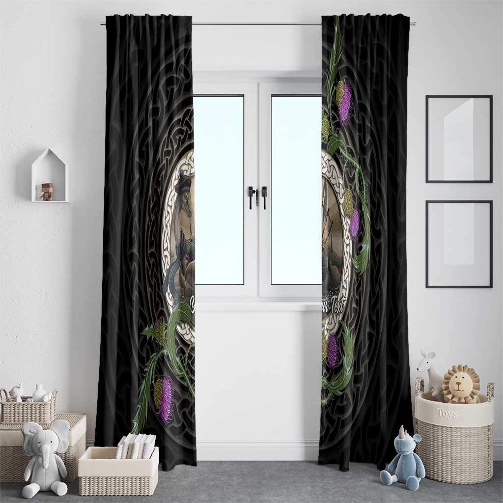 Personalised Loch Ness Monster Scotland Window Curtain Nessie Bagpipe Scottish Thistle Celtic Knot