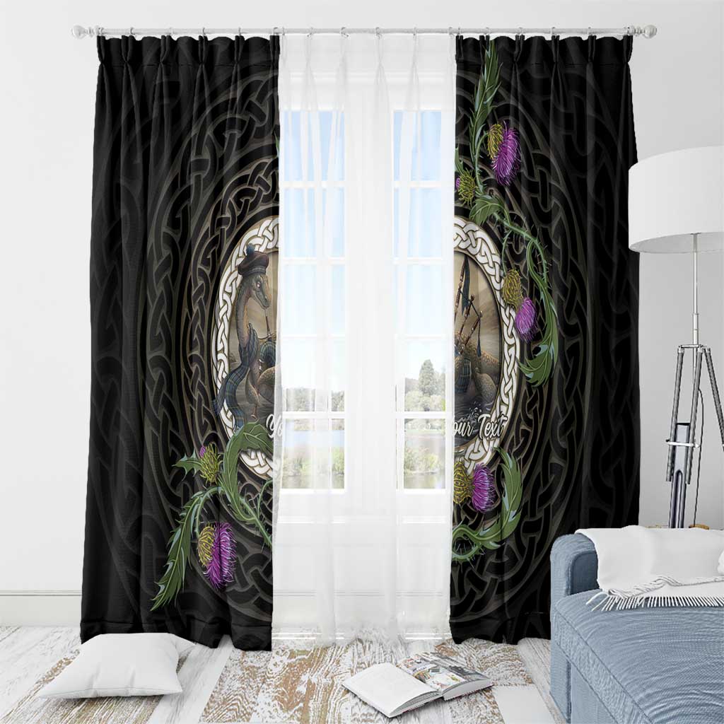 Personalised Loch Ness Monster Scotland Window Curtain Nessie Bagpipe Scottish Thistle Celtic Knot