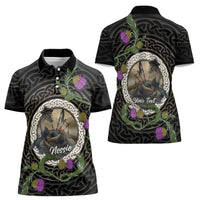 Personalised Loch Ness Monster Scotland Women Polo Shirt Nessie Bagpipe Scottish Thistle Celtic Knot
