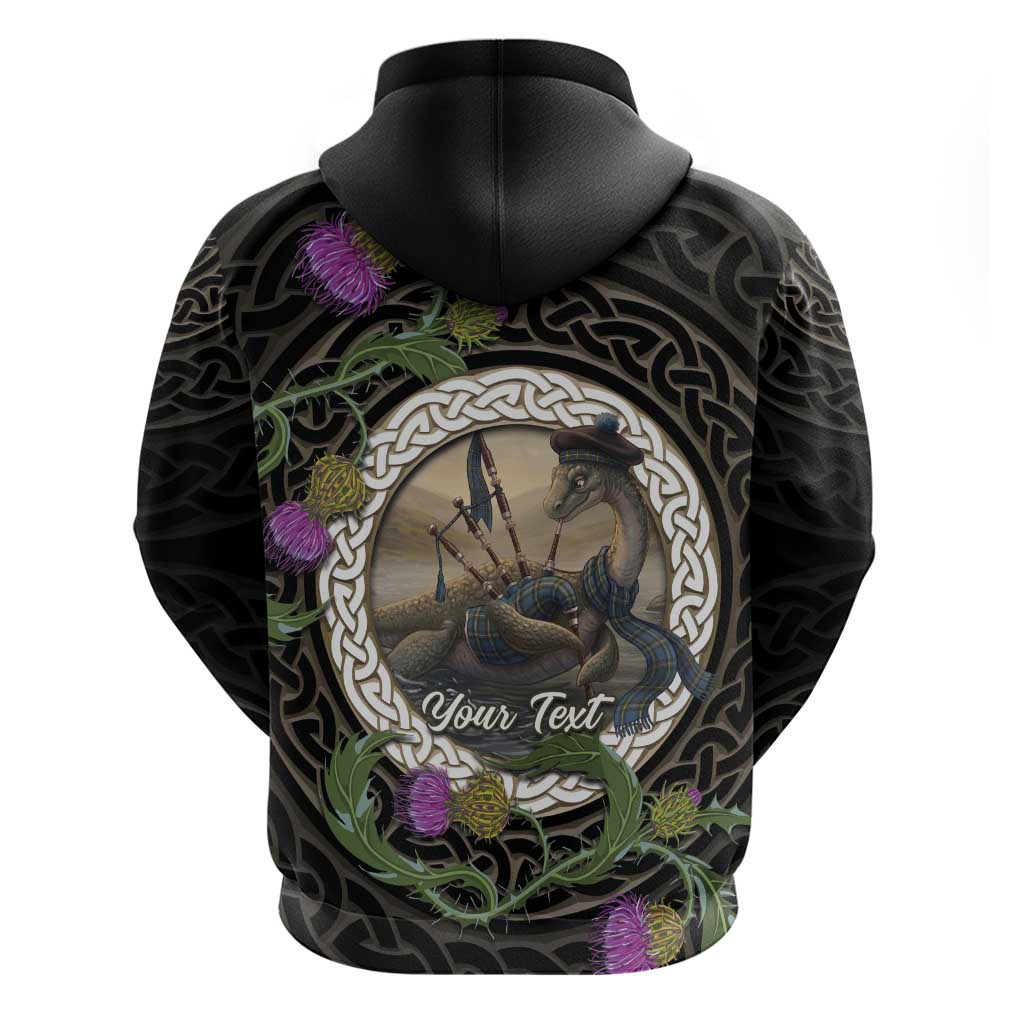 Personalised Loch Ness Monster Scotland Zip Hoodie Nessie Bagpipe Scottish Thistle Celtic Knot