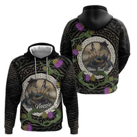 Personalised Loch Ness Monster Scotland Zip Hoodie Nessie Bagpipe Scottish Thistle Celtic Knot