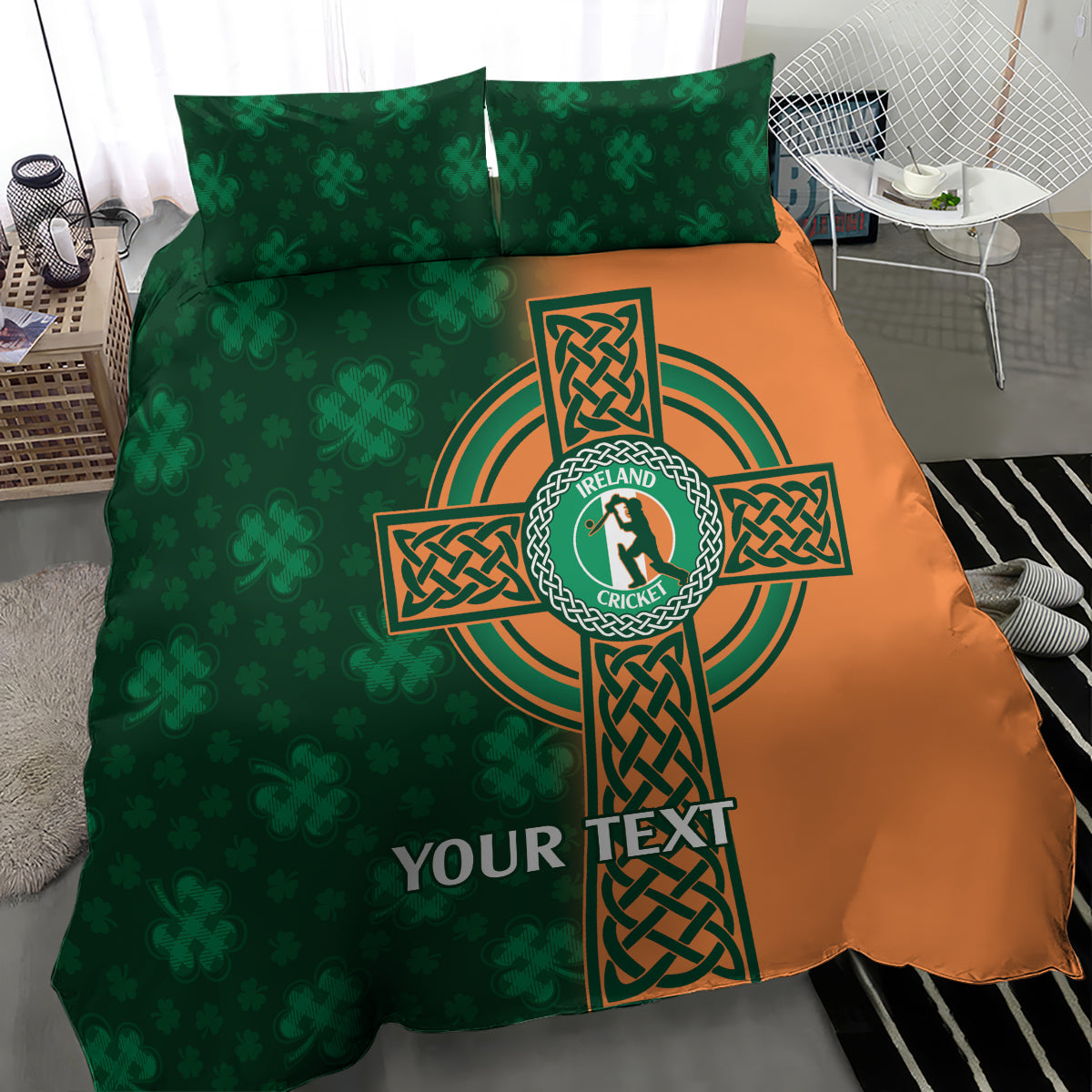 Custom Ireland Cricket Bedding Set 2024 Celtic Shamrock Go Champions - Wonder Print Shop