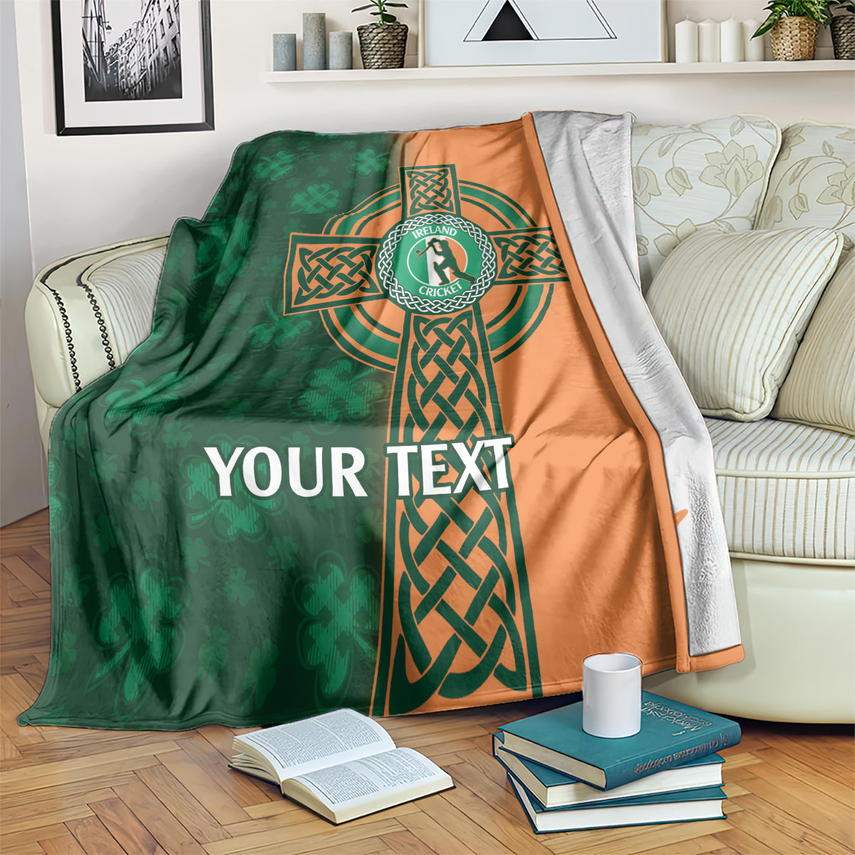 Custom Ireland Cricket Blanket 2024 Celtic Shamrock Go Champions