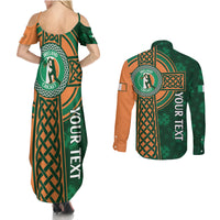 Custom Ireland Cricket Couples Matching Summer Maxi Dress and Long Sleeve Button Shirt 2024 Celtic Shamrock Go Champions - Wonder Print Shop
