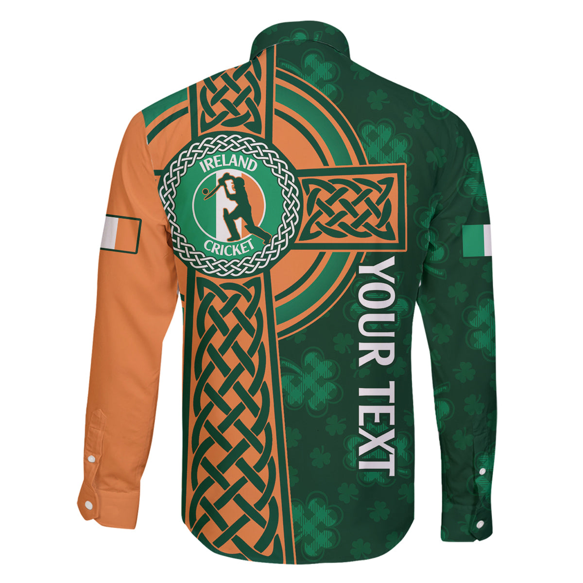 Custom Ireland Cricket Family Matching Off The Shoulder Long Sleeve Dress and Hawaiian Shirt 2024 Celtic Shamrock Go Champions - Wonder Print Shop