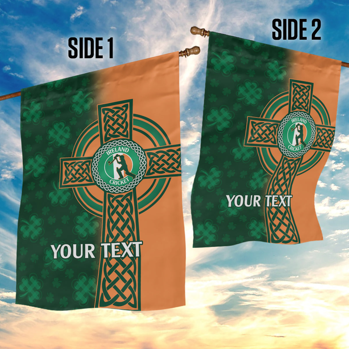 Custom Ireland Cricket Garden Flag 2024 Celtic Shamrock Go Champions - Wonder Print Shop