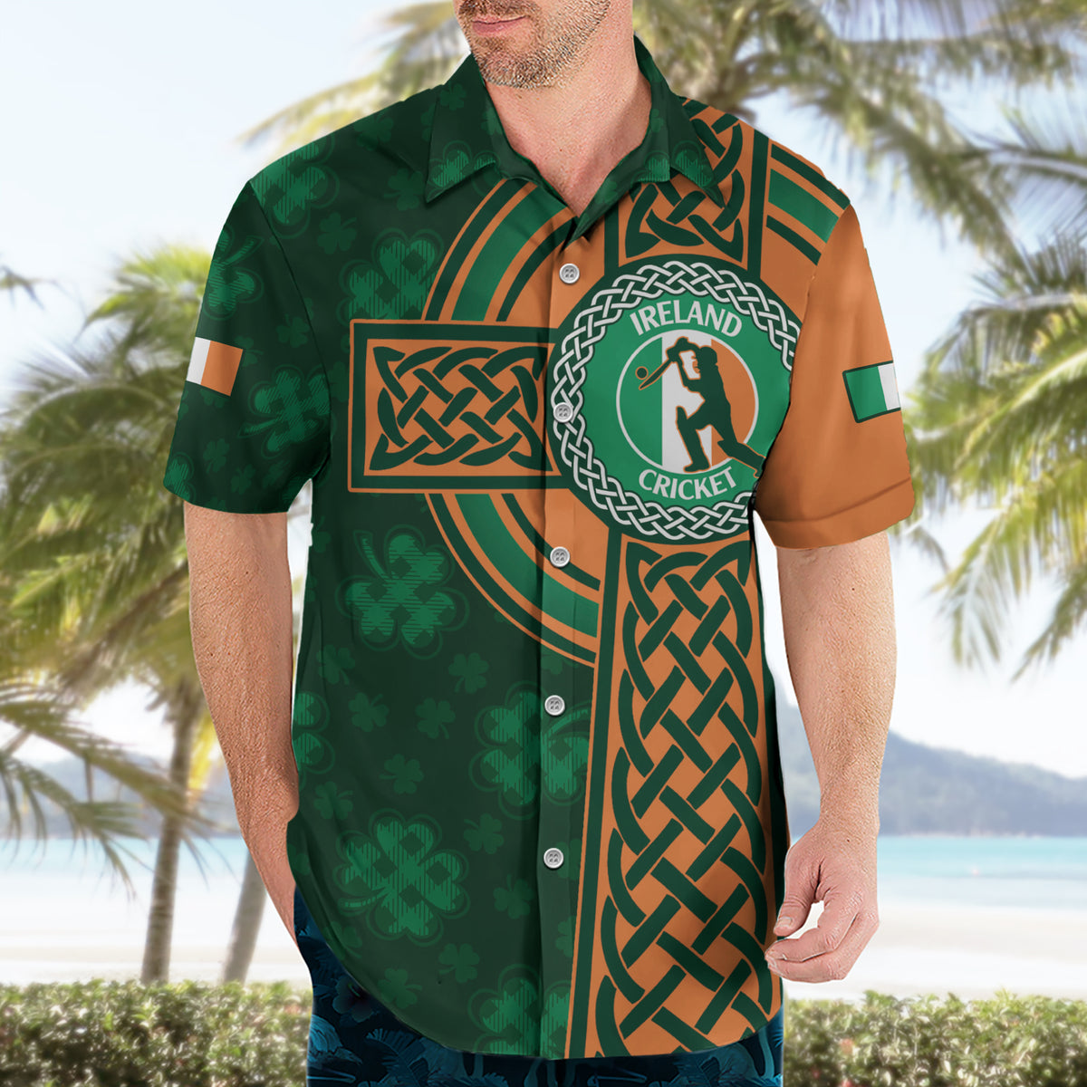 Custom Ireland Cricket Hawaiian Shirt 2024 Celtic Shamrock Go Champions - Wonder Print Shop