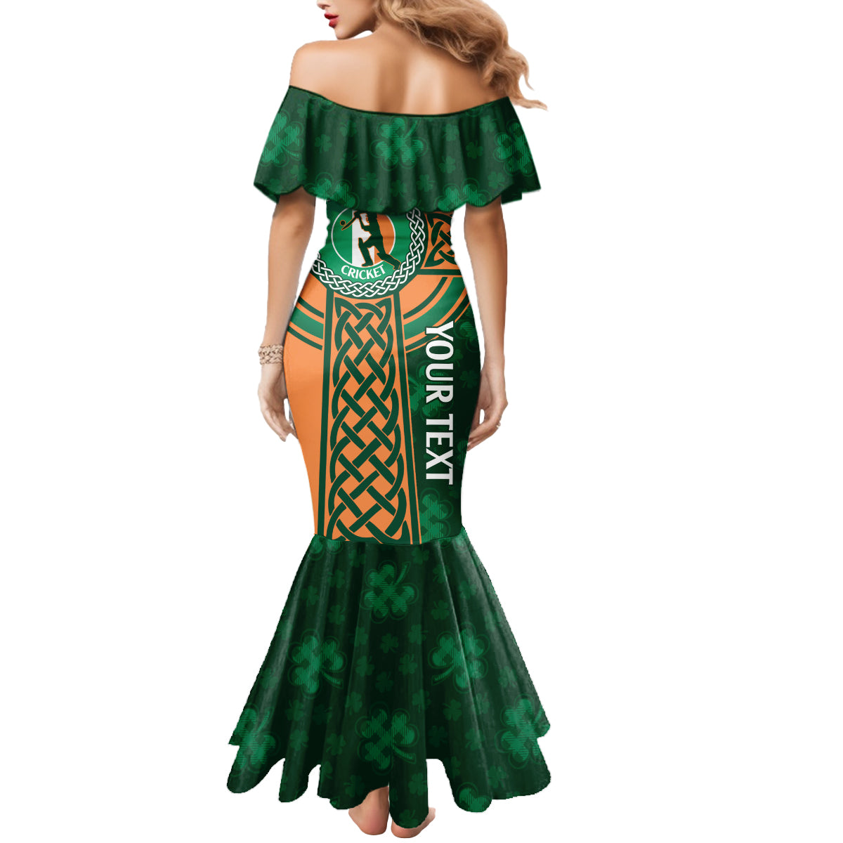 Custom Ireland Cricket Mermaid Dress 2024 Celtic Shamrock Go Champions - Wonder Print Shop