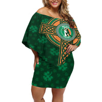 Custom Ireland Cricket Off Shoulder Short Dress 2024 Celtic Shamrock Go Champions - Wonder Print Shop