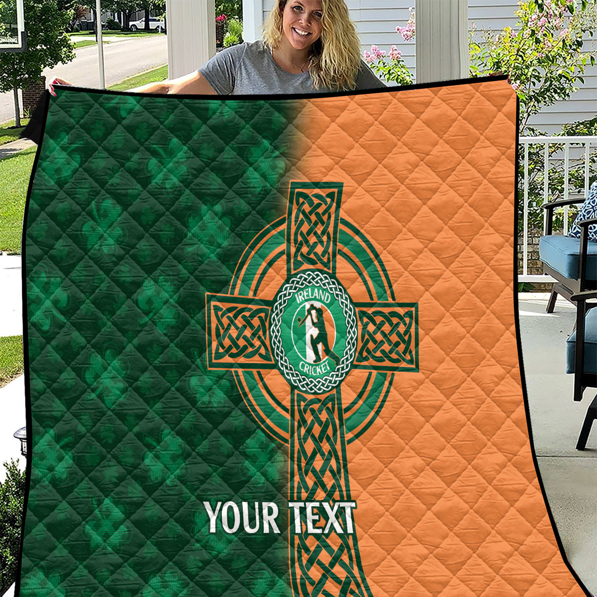 Custom Ireland Cricket Quilt 2024 Celtic Shamrock Go Champions - Wonder Print Shop